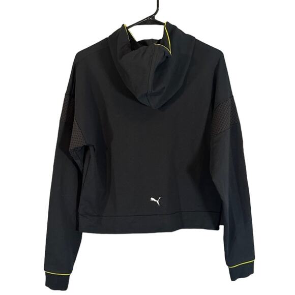 Puma Black Hooded Cotton Blend Logo Front Pullover Sweatshirt Women Sz S - Picture 2 of 12
